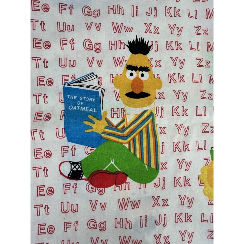Sesame Street Sheet Curtain Muppets Letters ABC Vintage Grover Big Bird 66”x104”